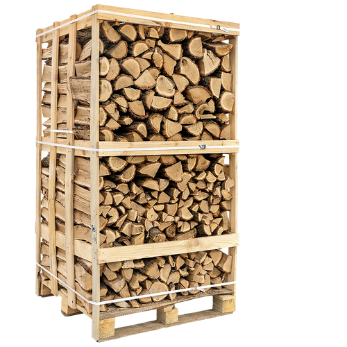 Bøg, ovntørret brænde · 24-30 cm lange træstykker · 1,8-1,85 rummeter